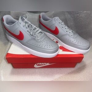 Nike Men's Court Vision Low Next Nature Sneakers Grey Red